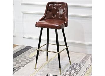 複古酒吧風格（gé）簡約（yuē）真皮軟（ruǎn）包高腳（jiǎo）靠背酒吧椅