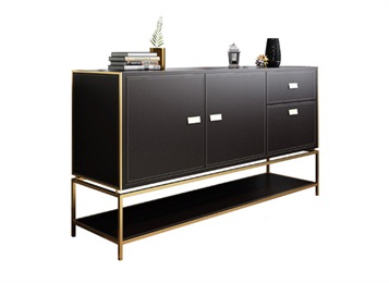 現代輕奢風（fēng）不鏽鋼餐廳備餐櫃廠家定製