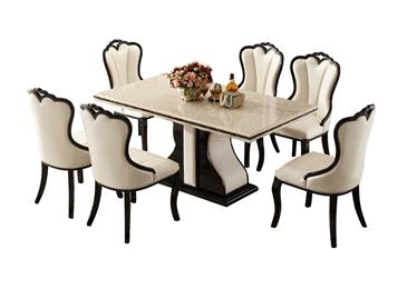 北歐大理石田（tián）園方形餐桌