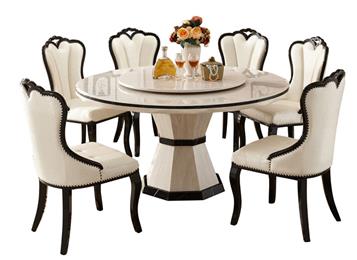 歐式象牙白大理石（shí）圓餐桌