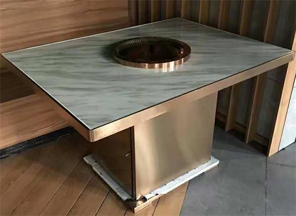 酒店無煙火鍋桌_海底撈方形大理（lǐ）石無煙火鍋桌