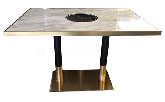 後現代輕奢不鏽鋼大理（lǐ）石火鍋桌