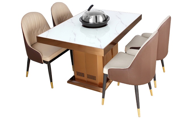 高（gāo）檔海（hǎi）鮮餐廳蒸汽火（huǒ）鍋餐桌_大理石蒸汽火鍋桌