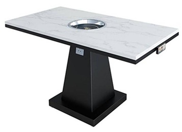 重慶火鍋桌定製_大理石電磁爐火鍋餐桌