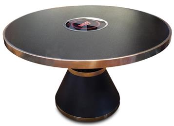 餐（cān）廳大理石桌（zhuō）麵一體電磁爐圓形火鍋桌