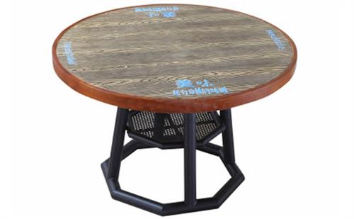 飯（fàn）店（diàn）菜館複古實木鐵（tiě）質圓桌