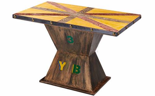 複古做舊彩色 實木(mù)休(xiū)閑餐桌