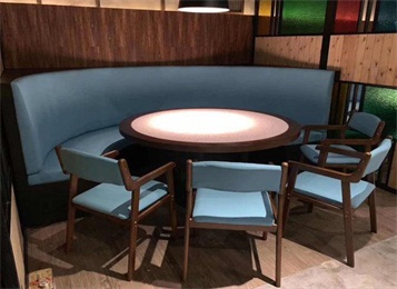 時尚新式粵菜港式餐廳弧形卡座餐桌（zhuō）