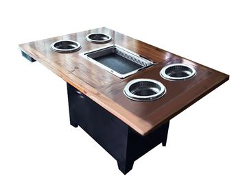 新款實（shí）木無煙火鍋燒烤一體桌 