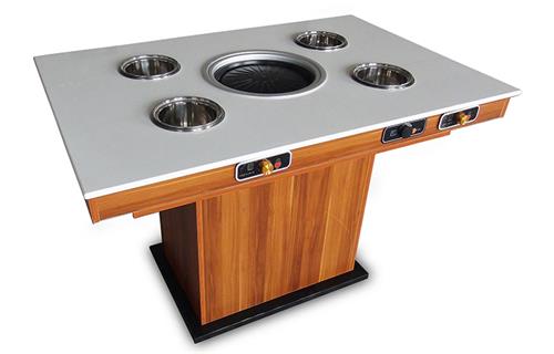 烤涮一（yī）體桌四人桌六人桌_火鍋店烤肉店大理石餐桌