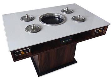 無煙淨化大理（lǐ）石台麵燒烤火鍋烤涮一體桌