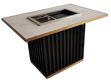 韓式大理石無煙涮烤桌_涮烤一體自動火鍋（guō）桌