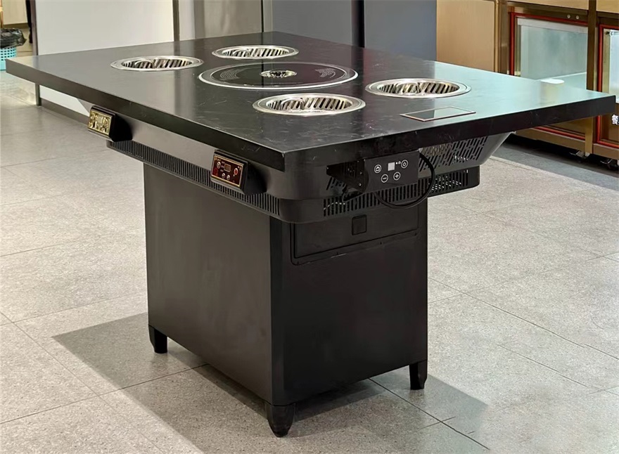 自助烤肉涮鍋一（yī）體（tǐ）桌_下排排煙火鍋燒烤一體桌