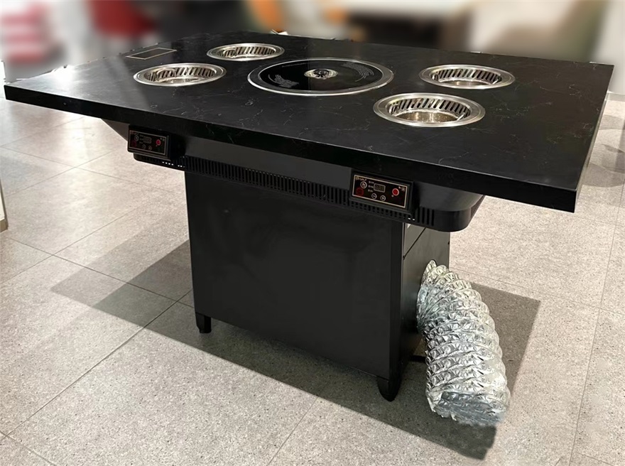 自助烤肉（ròu）涮鍋一體桌_下排排煙火鍋燒（shāo）烤（kǎo）一體桌