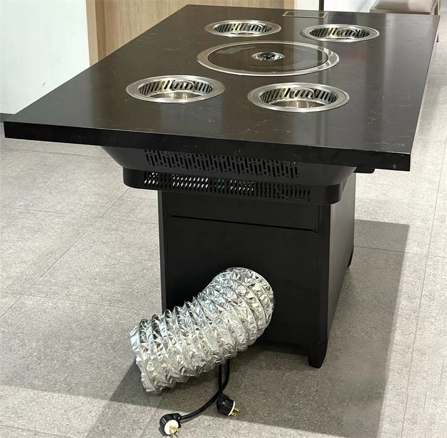 自助烤（kǎo）肉涮（shuàn）鍋一體桌_下（xià）排排煙火鍋燒（shāo）烤一體桌