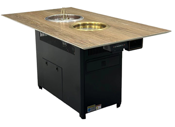 日式烤（kǎo）肉店仿（fǎng）木紋岩板無煙火鍋（guō）烤（kǎo）肉一體桌