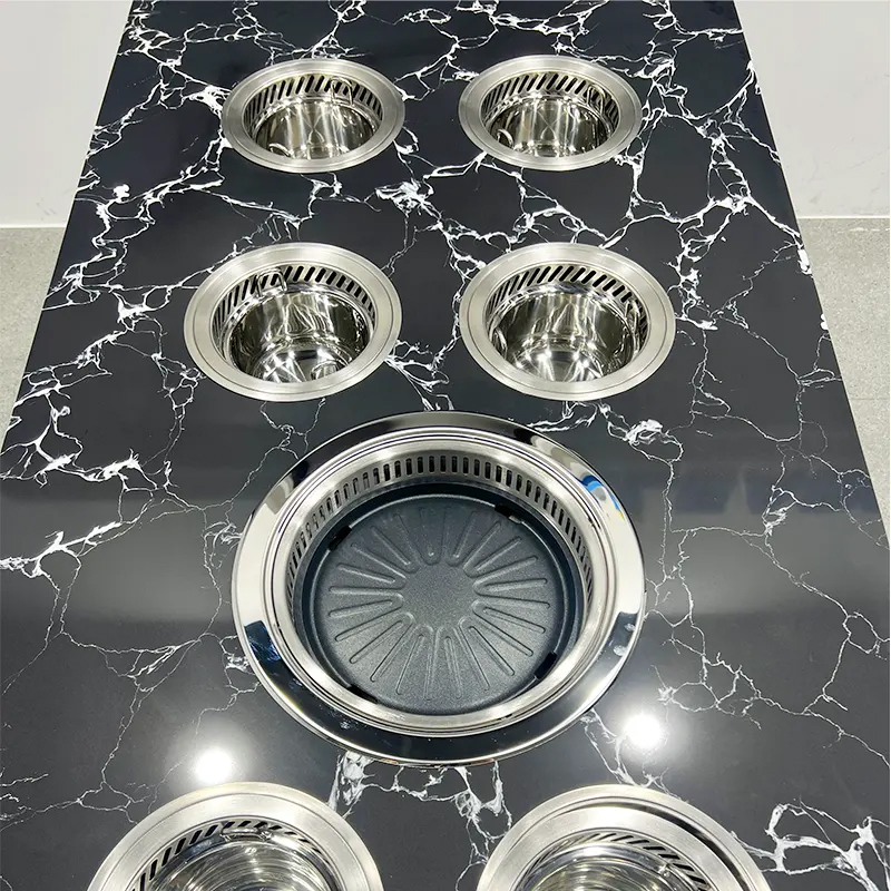 大理（lǐ）石一人一鍋無（wú）煙火鍋烤涮一體桌（zhuō）