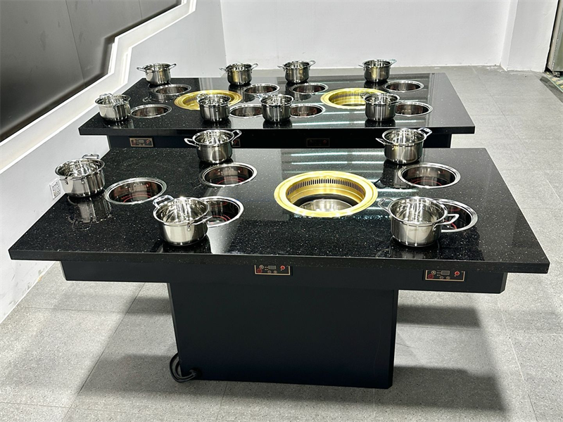 自助火鍋燒烤店大理（lǐ）石無煙烤涮一體桌