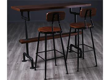 中式（shì）複古酒吧實木鐵藝酒吧桌家具