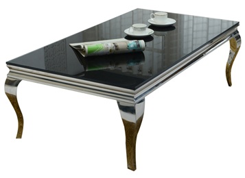 KTV酒吧歐式（shì）鋼（gāng）化玻（bō）璃麵簡約不鏽鋼茶幾