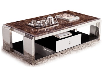 高端（duān）ktv現代不鏽鋼大理石帶抽屜茶幾