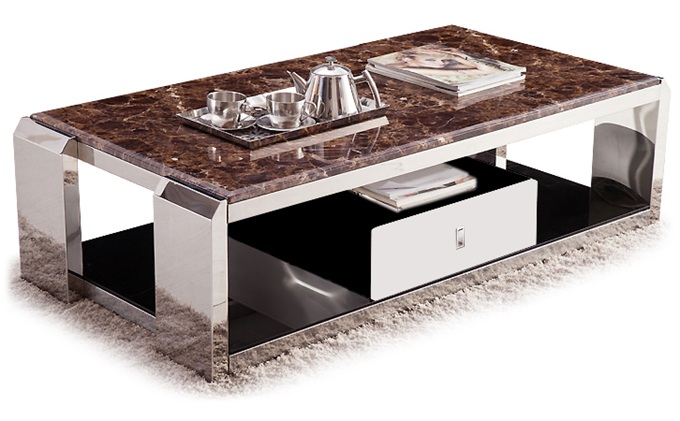 高（gāo）端ktv現代不鏽鋼大理石帶抽屜茶（chá）幾