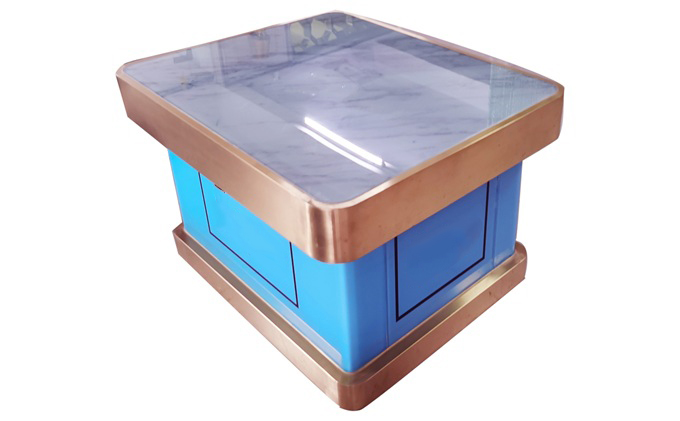 夜場KTV輕奢風鈦金不鏽鋼發光方形茶幾