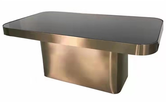 夜店酒吧包房發光玻璃香檳（bīn）金不（bú）鏽鋼茶幾