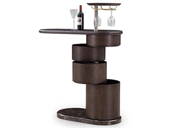 複（fù）古小酒吧橢圓形實木酒（jiǔ）吧台