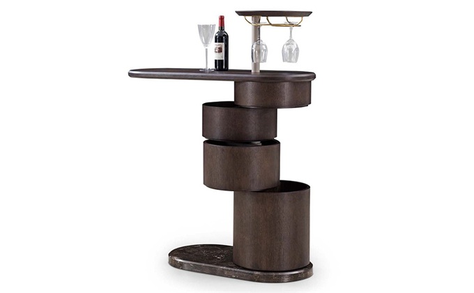 複古小酒吧橢圓形實木酒吧台