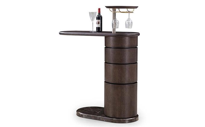 複古小酒（jiǔ）吧橢圓形實木酒吧（ba）台