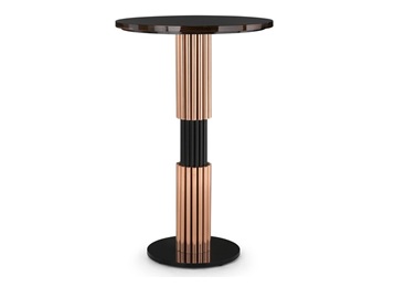 高（gāo）檔酒吧輕奢玫瑰金（jīn）不鏽鋼圓柱底盤吧台