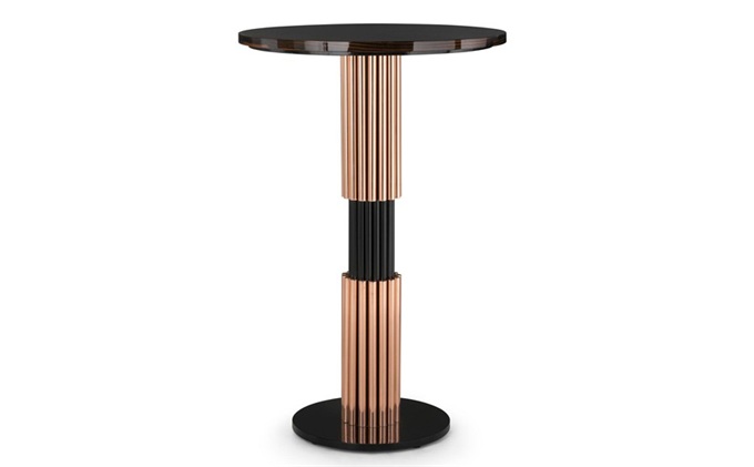 高檔酒吧輕奢（shē）玫瑰金不鏽鋼（gāng）圓柱底盤吧台