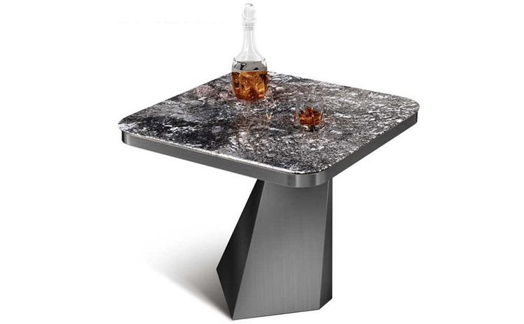 酒吧（ba）清吧時尚不鏽鋼大理石茶幾（jǐ）