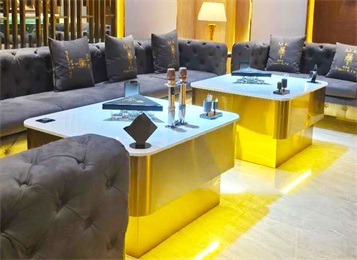 酒吧ktv包房時尚不鏽鋼大理石茶幾