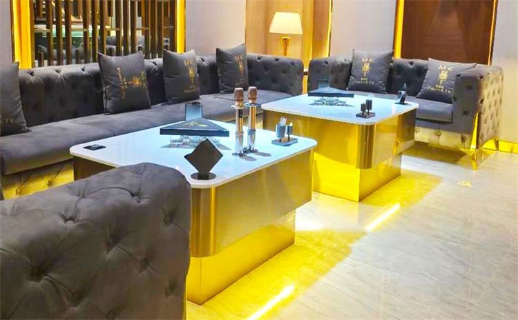 酒吧ktv包房時尚（shàng）不鏽鋼大理石茶幾