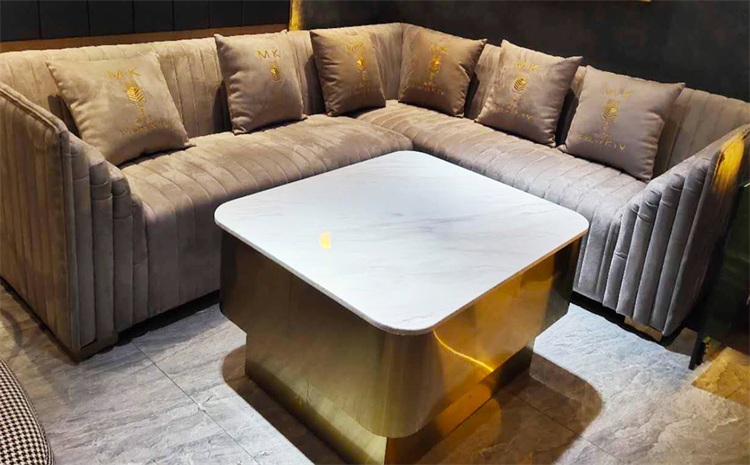 高端酒吧（ba）ktv輕奢鈦（tài）金不鏽鋼岩板茶幾