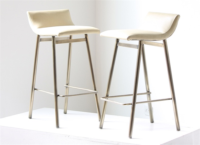 時尚酒吧不鏽鋼皮質簡約低靠背椅子