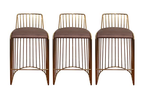 複古簡約酒吧不(bú)鏽鋼靠背高腳椅家具