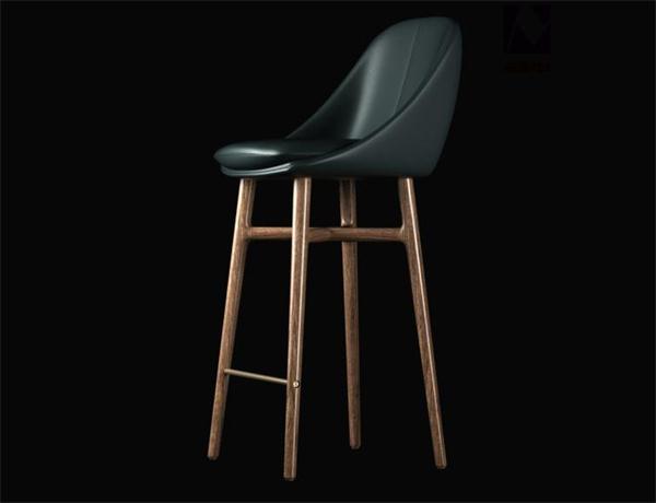 北歐簡約酒吧實木休閑靠背高腳（jiǎo）椅