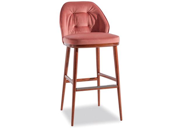 美式現代軟(ruǎn)包實木咖啡(fēi)廳高腳椅