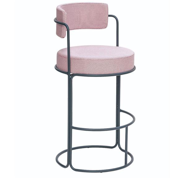 美式軟(ruǎn)包鐵藝咖(kā)啡廳高腳椅