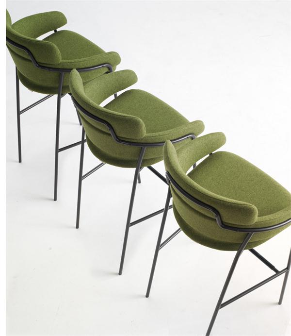 美式(shì)現代簡(jiǎn)約咖啡店不鏽(xiù)鋼(gāng)吧台高腳椅