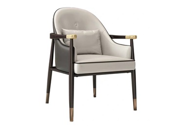 咖（kā）啡廳輕奢實（shí）木皮革軟包靠背椅