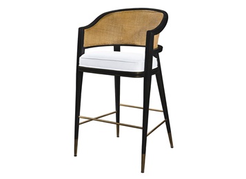 咖啡廳休閑實木藤編吧台高腳椅