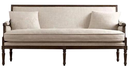 美式鄉村實木(mù)沙發 咖(kā)啡廳複古做舊三人沙發