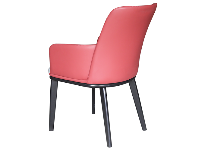 現代(dài)紅色皮革與灰色布藝實木餐椅