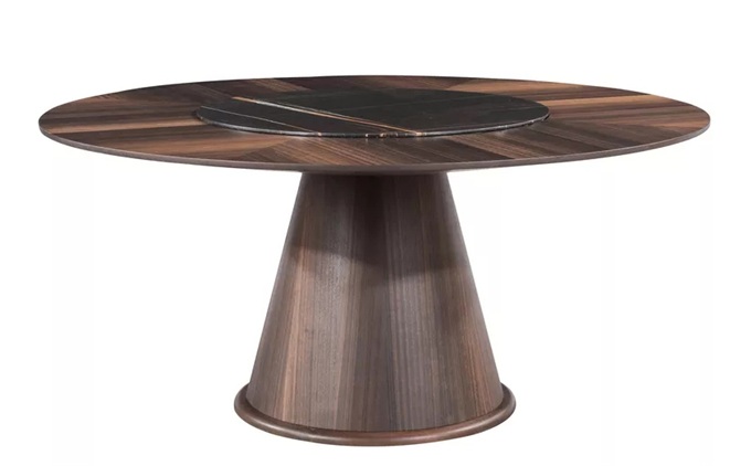 酒店會所現代中式胡桃木餐桌家具定製