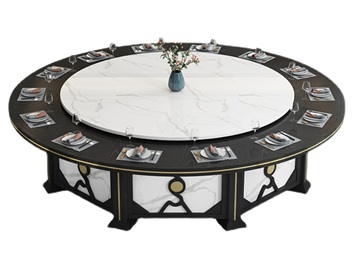 別墅豪華（huá）時尚中式實木20人台電動大圓餐桌