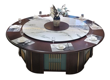 高（gāo）檔會所包間電動餐桌實木自動旋（xuán）轉餐桌（zhuō）